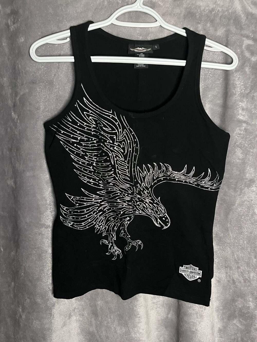 Harley-Davidson Women's Black Rhinestone Bedazzled Tribal Eagle Tank Top